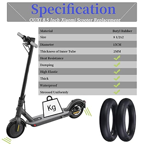 Cooryda Pacote com 2 tubos internos de scooter de 21 cm, 21 x 5 cm pneus pneumáticos para scooter, rodas de substituição de pneu de scooter elétrica de 8,5 cm, roda de pneu de borracha butílica para