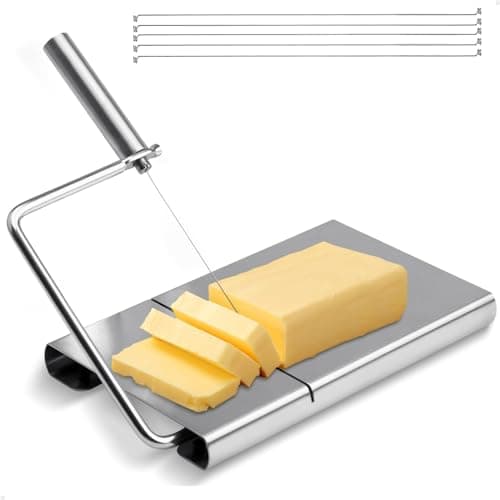 Fatiador de queijo manual em aço inoxidável com fio para fatiar manteiga