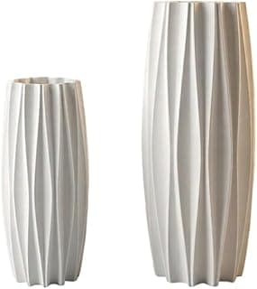 Kit 2 vasos decorativos geométricos modernos minimalistas brancos para sala mesa aparador rack