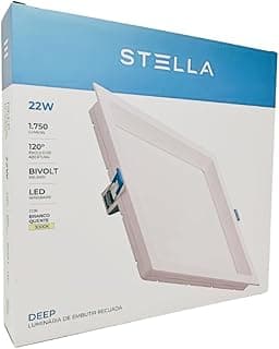 Embalagem da luminária LED de embutir Deep 22W da Stella, ângulo de 120°, 1.750 lúmens, bivolt, cor quente 3000K