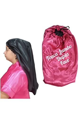 touca de cetim dupla face toca jumbo tranças grande