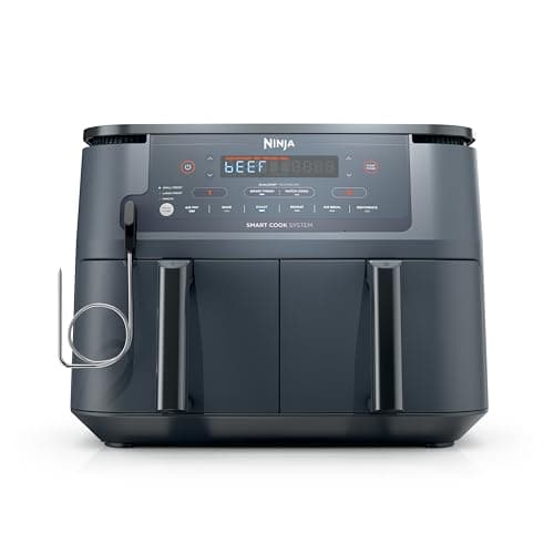 Ninja Termômetro Air Fryer assado, fritura a ar, fritar, reaquecer, manter quente, 10 em 1, batatas fritas, alimentos congelados, vegetais e carne, refeições rápidas, refeições saudáveis, menos óleo