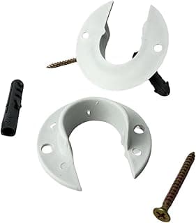 Kit 2 Suporte Roseta Flange para Varão de Cortina 28mm Branco