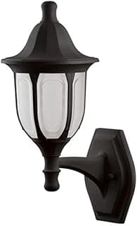 Luminária de parede externa colonial vintage preta com painéis de vidro