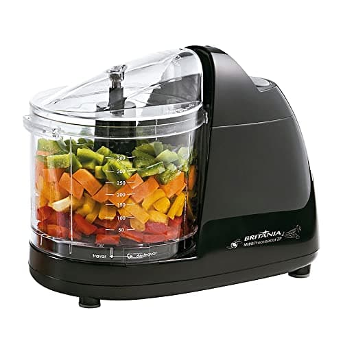 Mini processador Britânia, 2 potências, 160W, 127V, preto, com vegetais picados