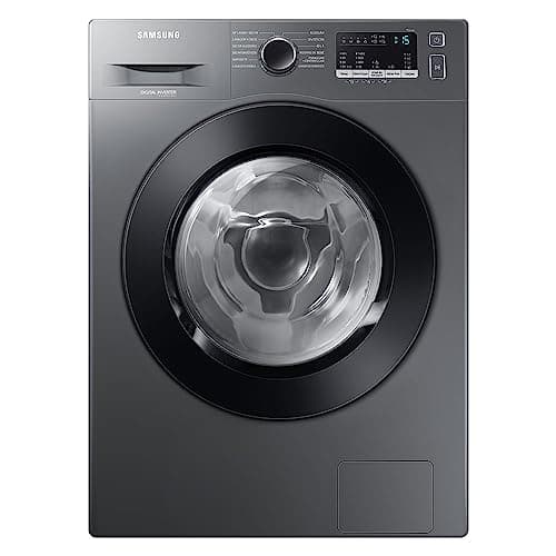 Máquina de lavar e secar Samsung WD11M4473PX Inox Look 11/7kg - 127V, cinza e preto, com Digital Inverter, vista frontal.