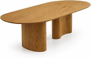 Mesa De Jantar180x90cm Até 8 Lugares Tampo Madeira Natural Laminada Design Orgânico Oval Sala De Jantar E Áreas Gourmet
