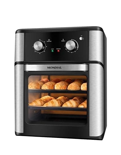 Fritadeira air fryer MONDIAL 12L com croissants assados