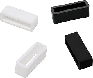Generic 4 peças de pulseira de relógio de substituição de borracha branca e preta, alças de silicone para relógio, suporte de fixação, acessórios para mulheres e homens, 20 mm"