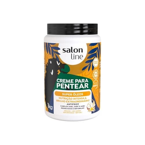 Salon Line, Creme de Pentear, Super Óleos, Nutrição Intensa e Brilho Extraordinário - Cabelos Ondulados, Cacheados e Crespos, 1 Kg