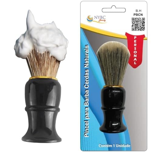 Pincel Para Barba NYBC Beauty Cerdas Naturais - Cabo Plástico e Lã de Nylon