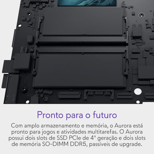 Notebook Dell Alienware 16 Aurora pronto para o futuro com slots de SSD e memória.