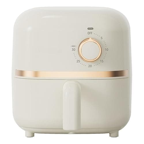 Fritadeira elétrica de ar branca, 1,4L, 900W, controle de temperatura, alça de manuseio