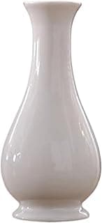 Vaso de cerâmica fosca com gargalo estreito e design moderno, branco