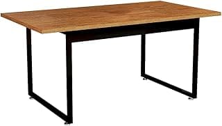 Escrivaninha Industrial 160x80 Base Ferro Luxo Com Tampo MDP Sem Vidro (Nature)