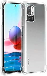 Capa protetora transparente para Xiaomi Redmi Note 10 5G mostrando o smartphone em cinza e preto