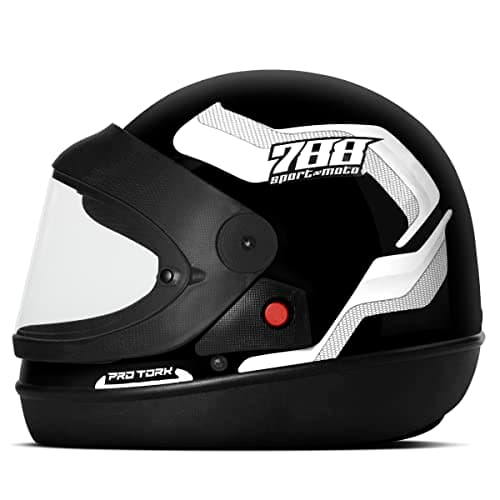 CAPACETE FECHADO PRO TORK SPORT MOTO 788 PRETO - BRANCO TAM. 62