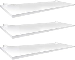 Kit 3 Prateleiras Suspensa Parede Branca Mdf Prateleira 60x20cm Decoração Prat-k