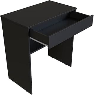 Mesa Multiuso Compacta Branca Com Prateleira Escrivaninha Moderna Para Escritório Estudos Home Office (Preto)