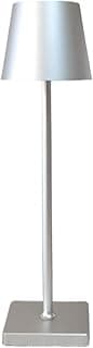 Luminária de mesa moderna prateada com difusor branco