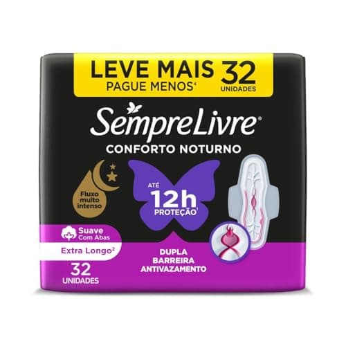 Sempre Livre Absorvente Externo Noturno Plus Noite e Dia Suave 32un Embalagem pode variar