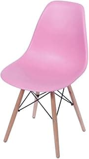 Cadeira estilo Eiffel rosa com base de madeira para escritório