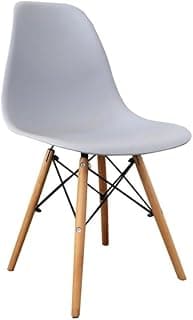 Cadeira estilo Eiffel cinza com pés de madeira para escritório ou sala de jantar