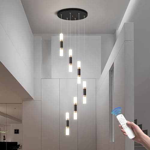 Lustre LED Moderno com Dimmer e Controle Remoto Altura Ajustável Até 3 Metros Branco
