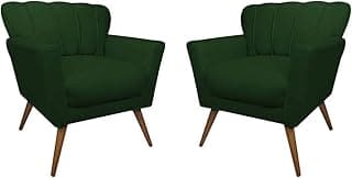 Kit 2 Poltrona para Sala de Estar Estofada Quarto Escritório Clínica Leitura Paris (Suede Verde Musgo)