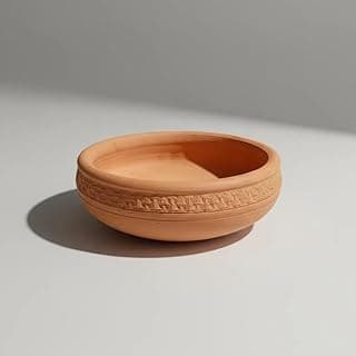 Vaso de cerâmica trabalhada em barro para bonsai, terracota, com furos de drenagem, decoração para plantas naturais.