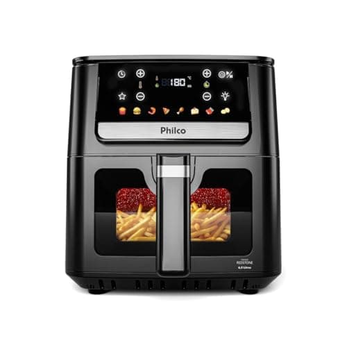 Fogão elétrico Philco 6,5L com vidro frontal, 1700W, cor preta