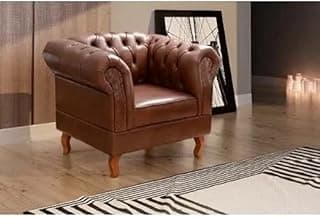 Poltrona Duquesa Chesterfield Classico Capitonê Courino Marrom