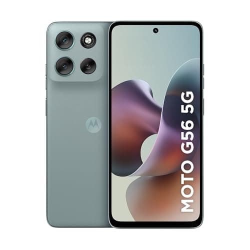 Smartphone Motorola Moto G56 5G cinza com câmera tripla e texto MOTO G56 5G