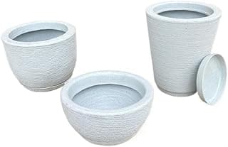 Conjunto de vasos decorativos cinza para jardim e varanda