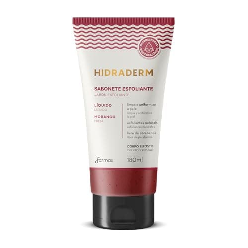 Farmax Sabonete Liquido Esfoliante Hidraderm Morango Vermelho 180 Ml (Pacote pode variar)