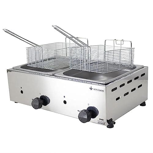 Fritadeira a gás de duas cubas de 5 litros em aço inox Venâncio