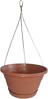 Vaso suspenso de cerâmica terracota com cabo de aço