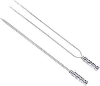 Kit 2 espetos churrasco alumínio 60cm simples e duplo