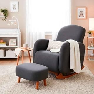 Kit Poltrona + Puff Orgânico Design Scandinavo, Confortável para Sala de Estar, Leitura e Amamentação (Cinza)