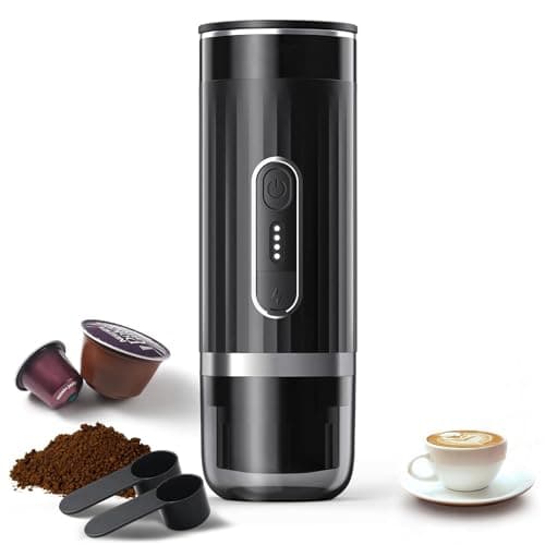 Máquina de Café Expresso Elétrica Portátil, Cafeteira de Carro Autoaquecida, Máquina de Expresso de Viagem Compatível com Pó de Café e Cápsulas, Ótimo para Viagem Camping Escritório RV Casa