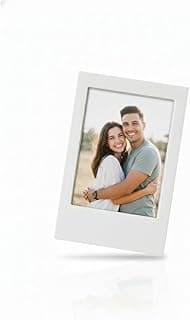 Porta retrato magnético branco com foto de casal, ideal para colecionadores e decoração.