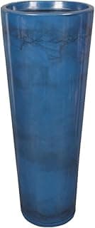 Vaso decorativo azul marmorizado para plantas, polietileno, grande, moderno