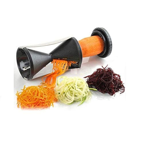 Black Bull Cortador Espiral Ralador Fatiador Espirilizador Moedor para Frutas Verduras e Vegetais - Preto - Polietileno e Aço Inox