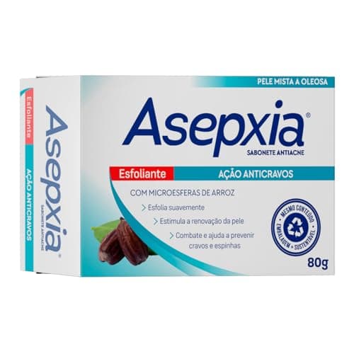 Asepxia Sabonete Esfoliante 80g — Limpeza Profunda com Microesferas Naturais | Remove Cravos e Oleosidade | Esfoliação Suave para Peles Mistas e Oleosas