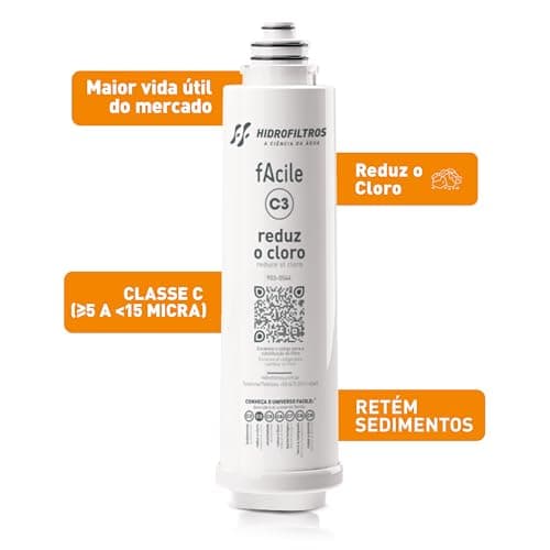 Hidrofiltros - Purificador de Água Facile com Refil C3 Elimina Cloro, Odores e Sabores Cor Branco Hidrofiltros