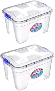 Kit 2 Caixas Organizadora Transparente Extra Grande 56 Litros com Tampa e Trava