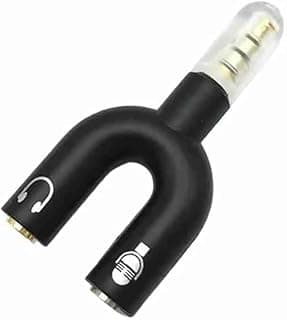 Adaptador P2 para P3, Divisor de Fone e Microfone, Formato U, Conector Banhado a Ouro, Preto
