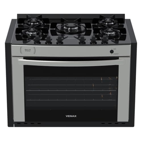 Fogao a gas de embutir Venax com quatro queimadores e acabamento em inox