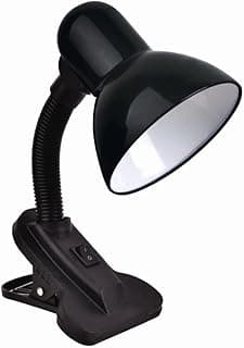 Luminária Articulada de Mesa com Presilha Tipo Clip para Estudo e Escritório – Preta, Ajustável e Econômica (Preta)