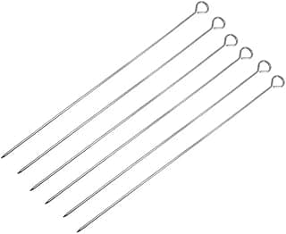 Kit 6 espetos inox 30 cm churrasco carne frango legumes